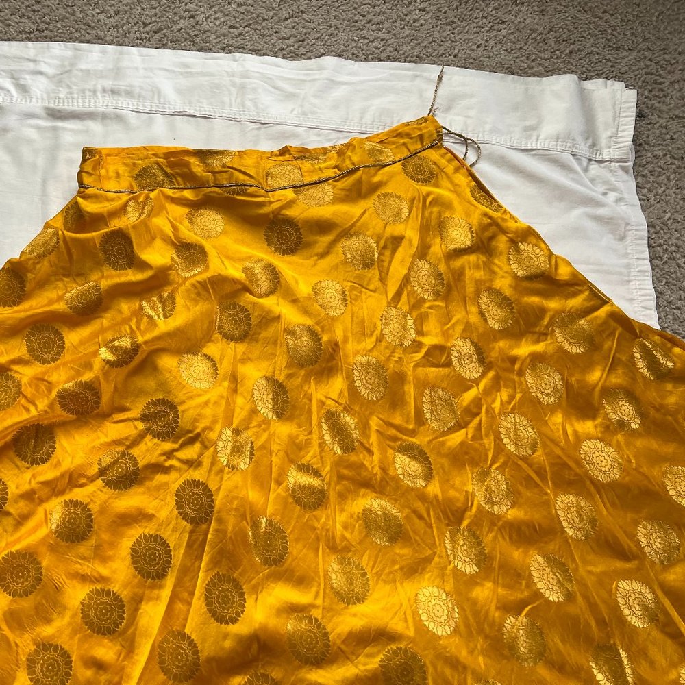 Yellow gold  indian pakistani traditional lehenga skirt